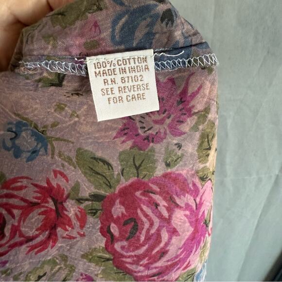 Pink and Green Floral boho button up size 1x - Picture 5 of 6